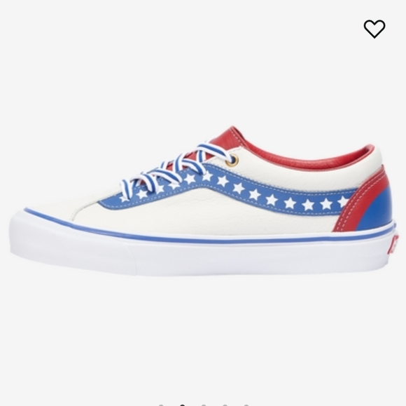 Vans Bold NI leather USA Patriotic White Red Blue sneaker shoe